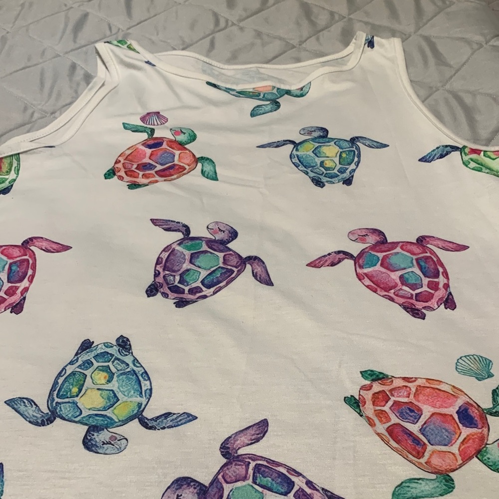 Colorful Turtle Print Kids Tank Top